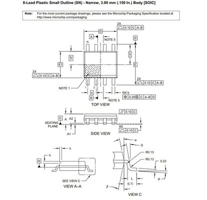 Αυτοκίνητο 2K-κομμάτι τμηματικός-I2C 256 X 8 3.3V/5V 24LC02B-I/SN τσιπ EEPROM ολοκληρωμένου κυκλώματος μνήμης